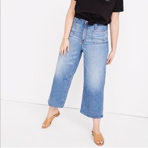 Wide Leg Crop Jeans Light W 36 short patch pocket